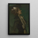 Portrait painting in green of Mademoiselle Olga Hess - Hugo Freiherr von Habermann — framed artwork on a wall