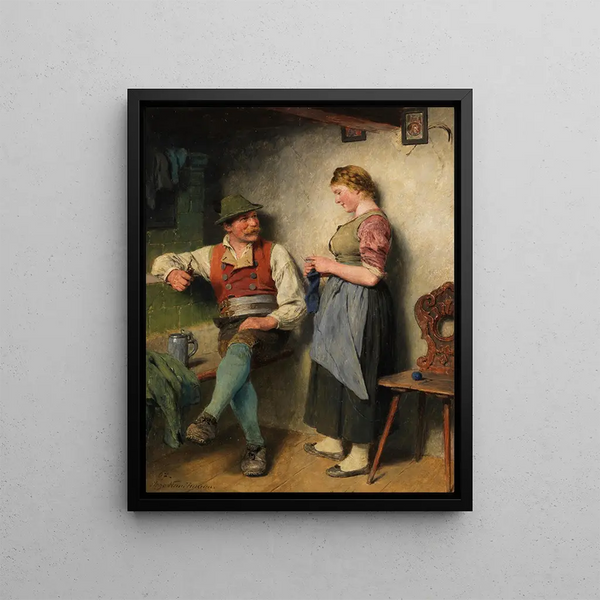 Boy and Girl - Hugo Kauffmann — framed artwork on a wall