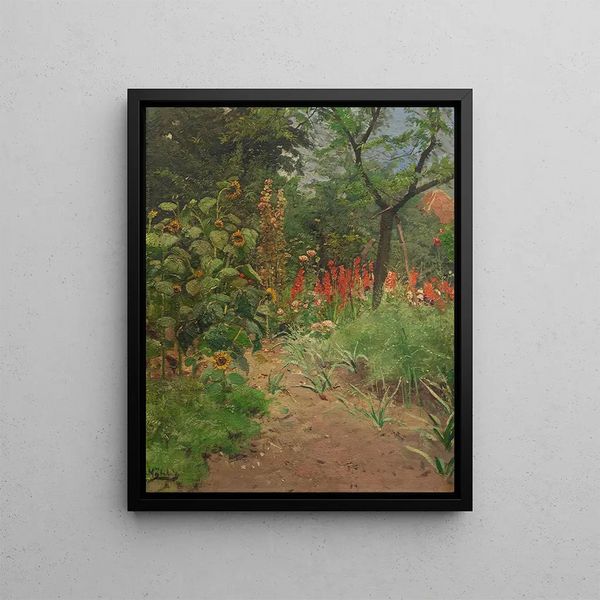 Garden of Flowers - Hugo Mühlig — framed artwork on a wall