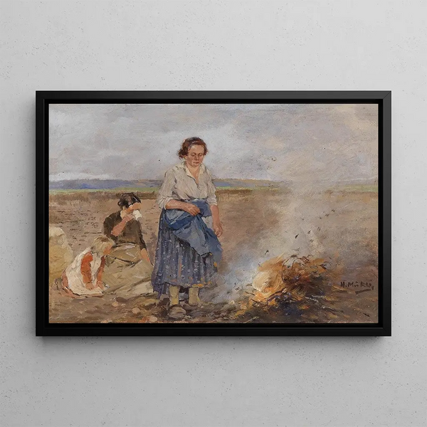 Harvest of Potatoes - Hugo Mühlig — framed artwork on a wall