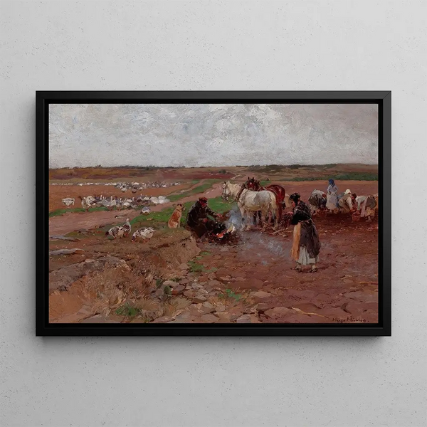 Peasants with Horses - Hugo Mühlig — framed artwork on a wall