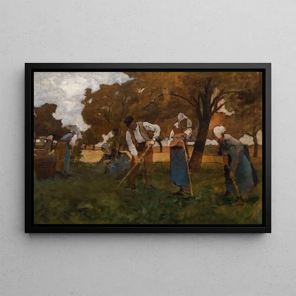 a Beetroot Hoeing Painting in Picardy, study - Hugo Salmson — framed artwork on a wall