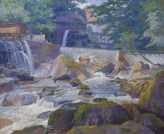 Barrage fluvial avec moulin Klam près de Grein - Hugo Schubert — artwork view