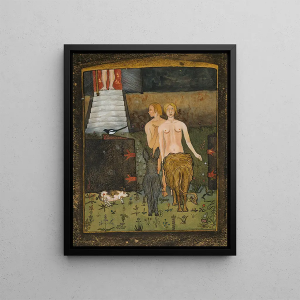 Adam and Eve - Hugo Simberg — framed artwork on a wall