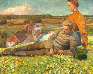 A spring landscape with a young couple - Hugo Walzer — artwork view