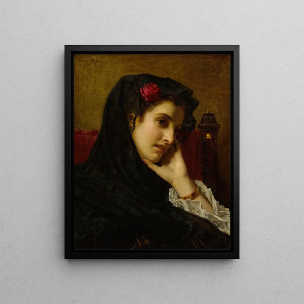 A Spanish Beauty - Hugues Merle — framed artwork on a wall