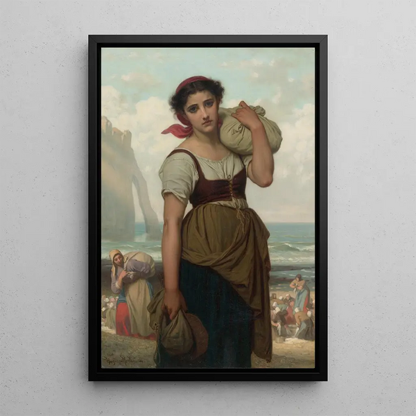 Laveuse à Étretat - Hugues Merle — framed artwork on a wall