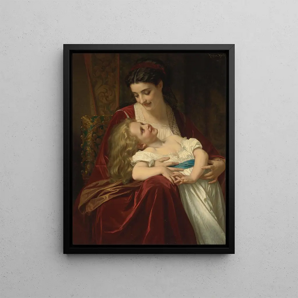 Affection maternelle - Hugues Merle — framed artwork on a wall