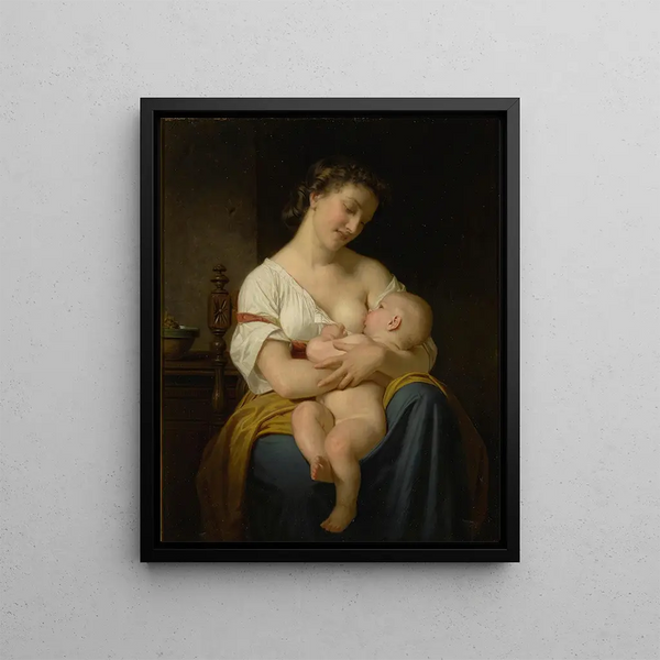 Mother and Child - Hugues Merle — framed artwork on a wall