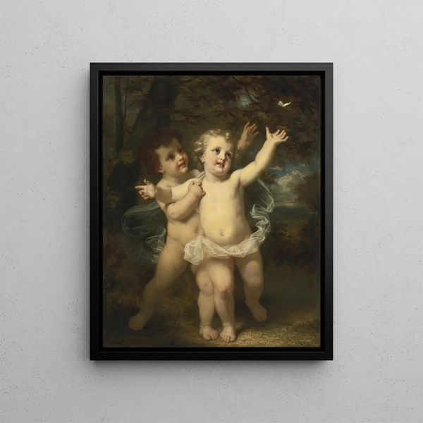 The butterfly - Hugues Merle — framed artwork on a wall