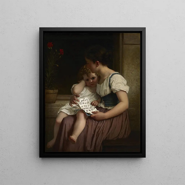 The First Thorns of Knowledge - Hugues Merle — framed artwork on a wall
