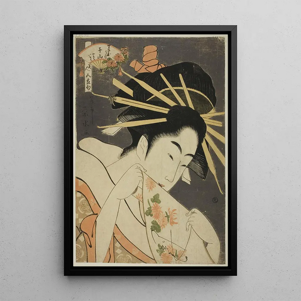 La courtisane Senzan du Chojiya de la série Beautés des cinq festivals Bijin gosekku - Ichirakutei Eisui — framed artwork on a wall