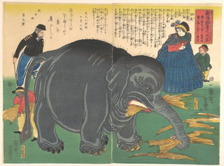 Sacred Elephant Shinto Painting of Hakurai no Daiz Newly Imported - Ichirysai Yoshitoyo — artwork view