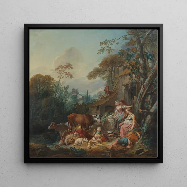 Rural Idylle Painting - François Boucher — framed artwork on a wall