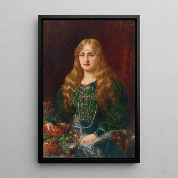 Young woman in historical costume - Ignace Spiridon — framed artwork on a wall