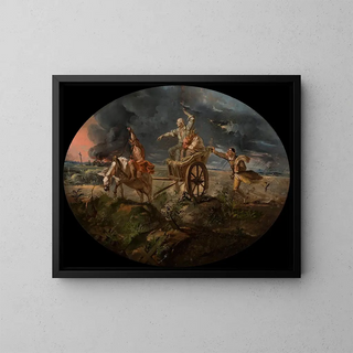Symbolic scene: poverty and misery come to visit us - Ignacy Gierdziejewski — framed artwork on a wall