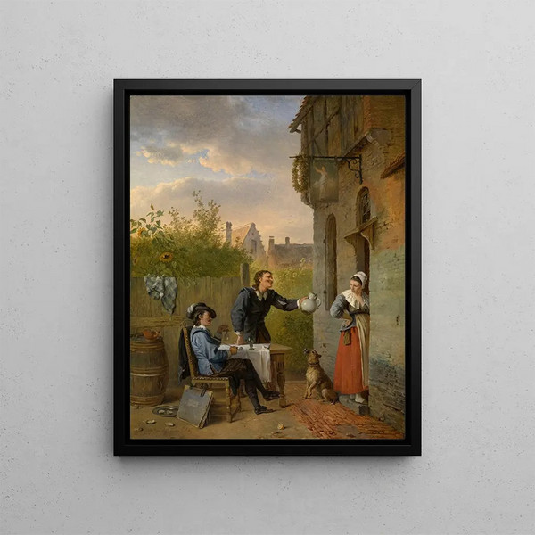Tavern Scene - Ignatius Josephus Van Regemorter — framed artwork on a wall