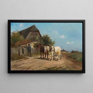 Visit to the Winemaker - Ignaz Ellminger — framed artwork on a wall