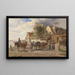 Horses of the Towpath by the River - Ignaz Ellminger — framed artwork on a wall