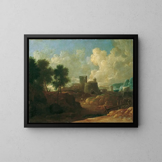 River landscape painting - Ignaz Flurer — framed artwork on a wall