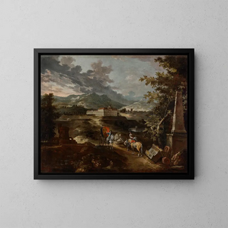 Landscape painting with the castle of Stattenberg - Ignaz Flurer — framed artwork on a wall