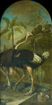 a couple of ostriches with a sarcophagus in the background - Ignaz Heinitz von Heinzenthal — artwork view