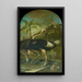 a couple of ostriches with a sarcophagus in the background - Ignaz Heinitz von Heinzenthal — framed artwork on a wall
