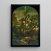 Hyena, antelope and cassowary in a cactus landscape - Ignaz Heinitz von Heinzenthal — framed artwork on a wall