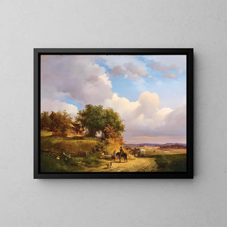 a hunter resting on a country path - Ignaz Raffalt — framed artwork on a wall