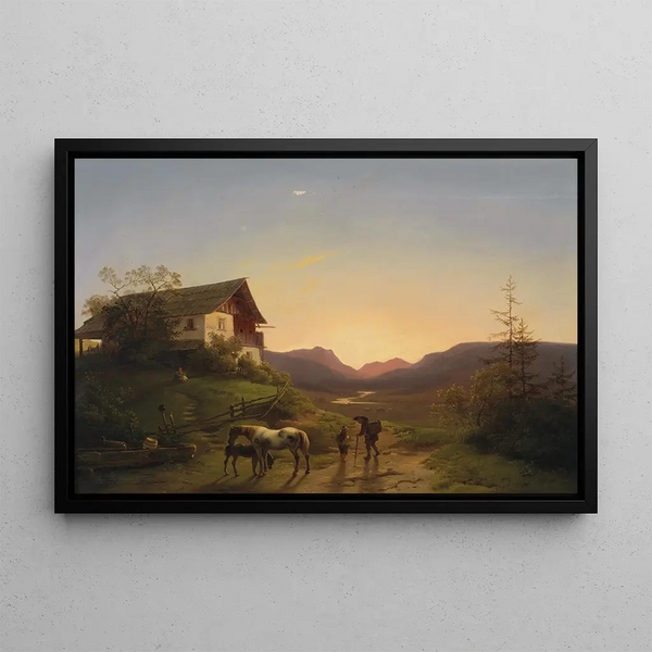 Evening Atmosphere Painting - Ignaz Raffalt — framed artwork on a wall