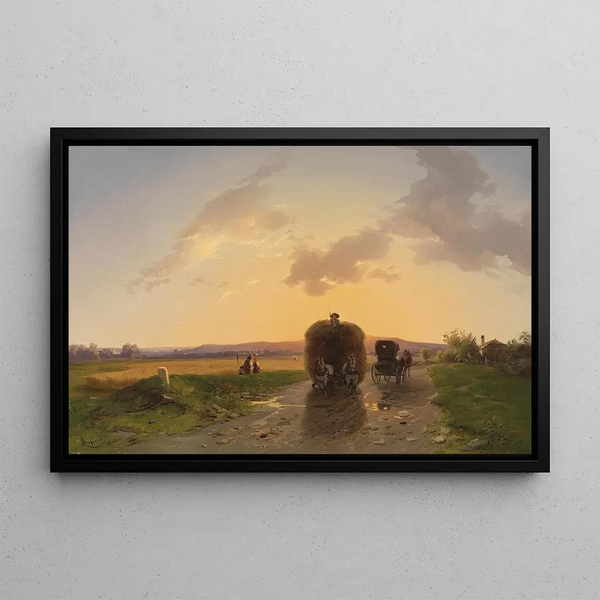 Return from the field at dusk - Ignaz Raffalt — framed artwork on a wall