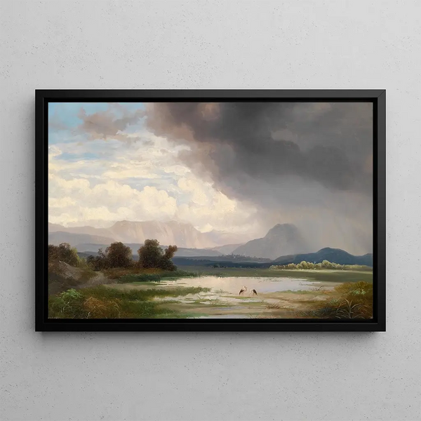 Landscape Painting of the Karawanken - Ignaz Raffalt — framed artwork on a wall