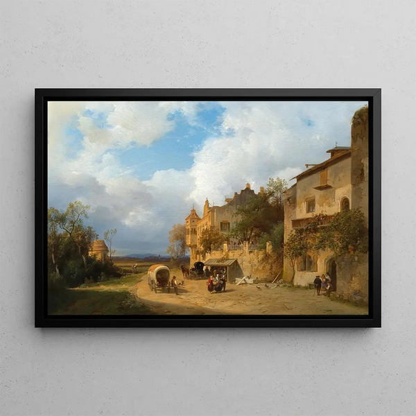 Repos devant l'auberge - Ignaz Raffalt — framed artwork on a wall