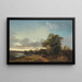 Landscape with a river scene in the evening light with decorative figures - Ignaz Raffalt — framed artwork on a wall