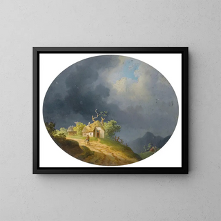 Stormy Landscape - Ignaz Raffalt — framed artwork on a wall
