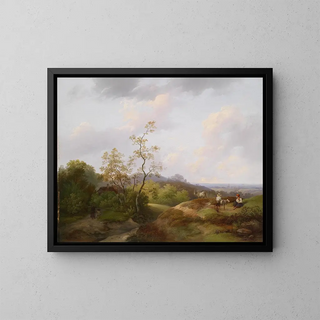 Vaste landscape with shepherds - Ignaz Raffalt — framed artwork on a wall