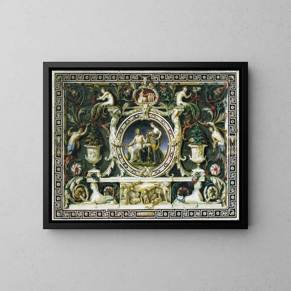 Jupiter and Hebe - Ignaz Unterberger — framed artwork on a wall