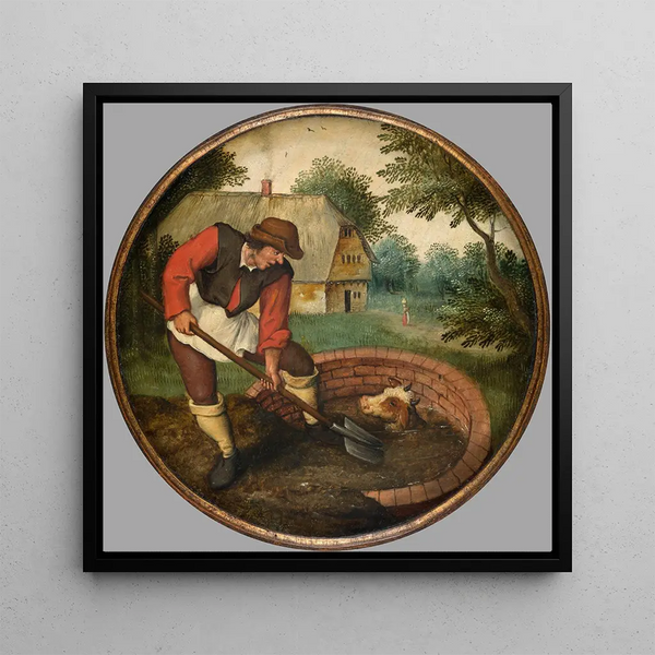 It is too late to fill the well after the calf has drowned - Pieter Brueghel the Younger — wall display of the artwork