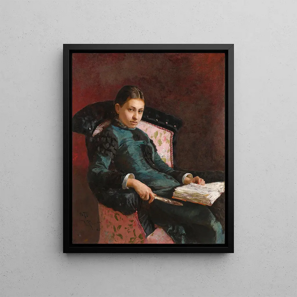 Portrait of the artist's wife, Vera Repin - Ilya Efimovich Repin — framed artwork on a wall