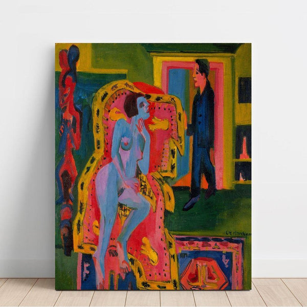 Reproduction of the painting Interior painting with nude woman and man - Ernst Ludwig Kirchner