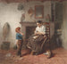 Interior painting with a little boy, a kite, and a woman - Frederik Willem Zürcher — artwork view