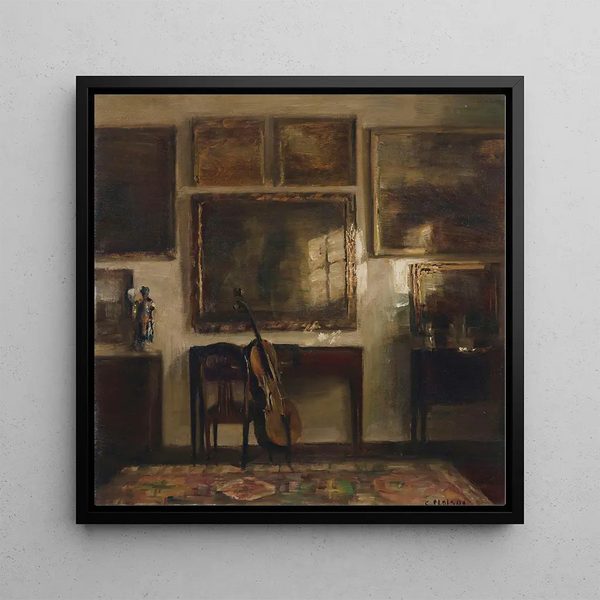 Reproduction of the painting Interior painting with a cello - Carl Holse