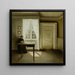 Interior painting with a lady - Vilhelm Hammershøi — framed artwork on a wall