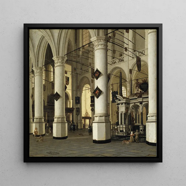 Interior painting of the Nieuwe Kerk in Delft - Hendrick Cornelisz van Vliet — framed artwork on a wall