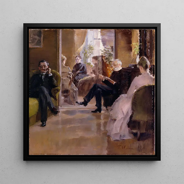 Interior painting of Rudolfina Wasastjerna's house in Helsinki, Pohjoisranta 6 - Torsten Wasastjerna — framed artwork on a wall