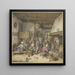 Interior tavern painting with peasants smoking, drinking, and caressing - Adriaen van Ostade — framed artwork on a wall