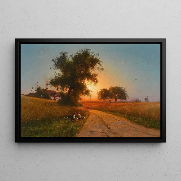 a summer evening in Ukraine - Iosif Evstafevich Krachkovsky — framed artwork on a wall