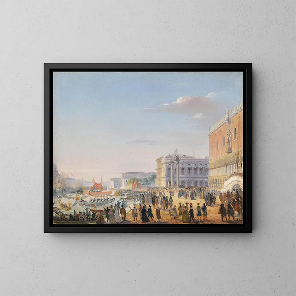 Arrival of François-Joseph and Elisabeth in Venice - Ippolito Caffi — framed artwork on a wall