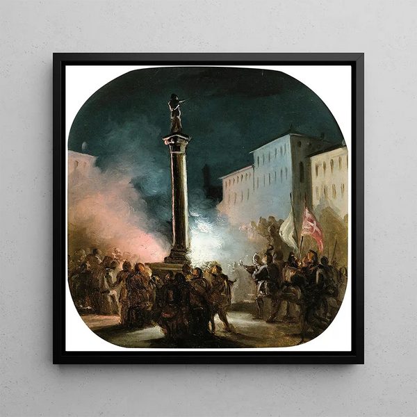 Piazza Colonna, Rome - Ippolito Caffi — framed artwork on a wall
