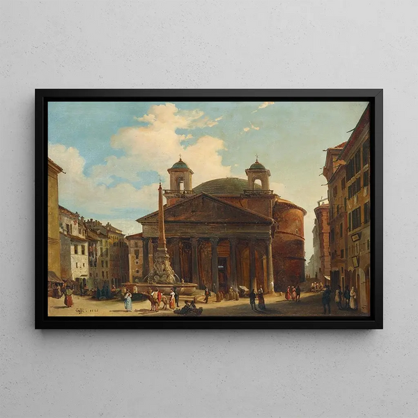 Rome, the Pantheon - Ippolito Caffi — framed artwork on a wall